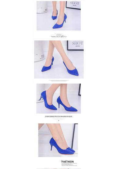 Women's Pointed Toe Velvet High Heels - Shallow Mouth, Thin Heel, Large Sizes Available