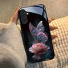 The Butterfly Glass Phone Case On the Pink Rose Is Suitable for Samsung Galaxy S26 S25 S24 S22 S21 S20 FE/Ultra/Plus Anti Drop