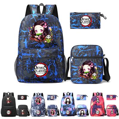 3Pcs/set Anime Demon Slayer Backpack with Shoulder Bag Pencil Case for Boy Girl Back To School Bookbag Wome Travel Bag Mochila
