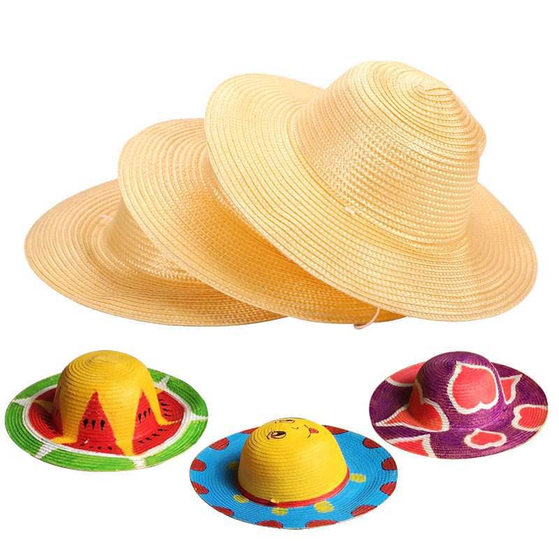 Child's DIY Painted Straw Hat Kit - Creative Art & Coloring for Kindergarten