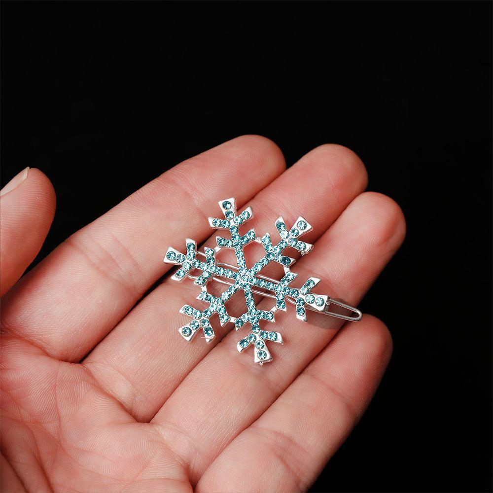 Girls Shiny Christmas Hair Clips Crystal Snowflake Hairpins Hair Accessories Rhinestone Barrette