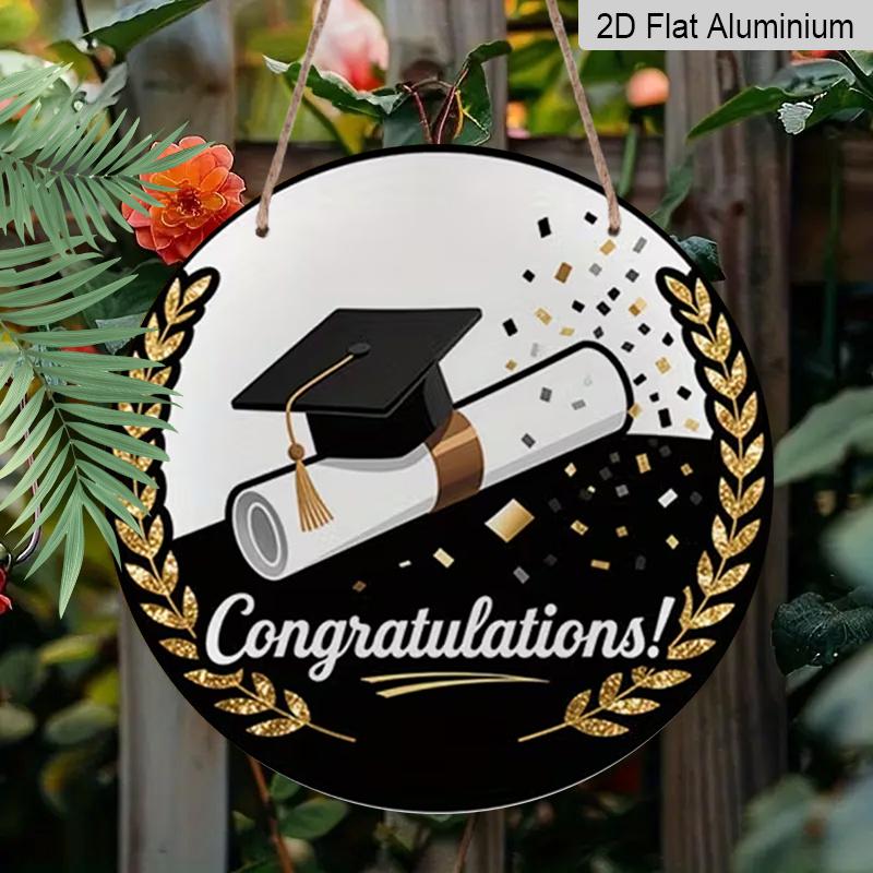 

2D Flat Aluminum Graduation-Themed Wall Decor Commemorative Gift 7.87 Inches X 7.87 Inches Elegant Tassel Design Suitable for Cafes, Offices, Front 1pc