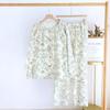 2025 New Spring and Autumn Women's Pajama Set 100% Pure Cotton Crepe Long Sleeved Pants Two Piece Set Thin Home Fury Sleepwear