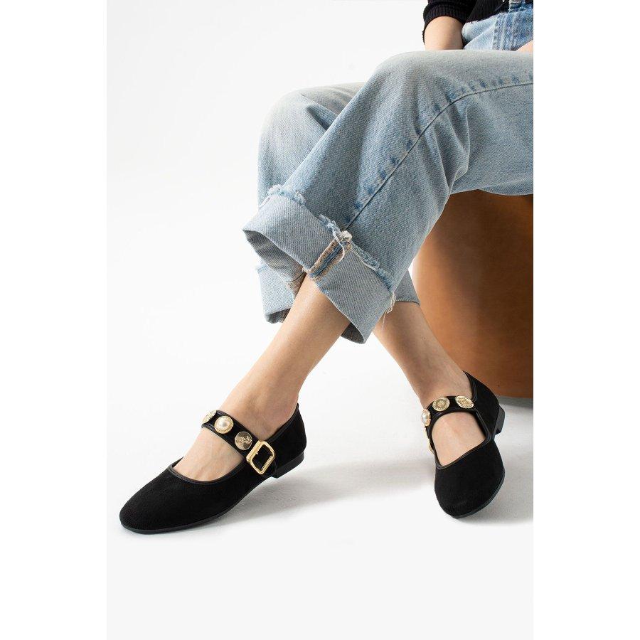 Women's Suede Buckle Strap Flat Shoes