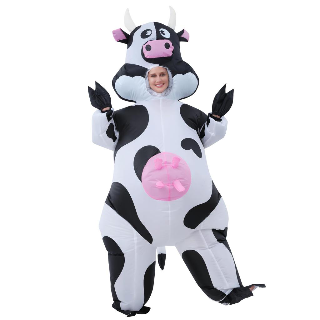 JOYBRO Inflatable Cow Costume for Adults Funny Animal Costume Perfect for School and Christmas One Size Fits Most Halloween, Cosplay, Festivals,