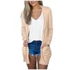 Women's Cardigan Loose Casual Solid Color Long Sleeved Pocket Top Coat