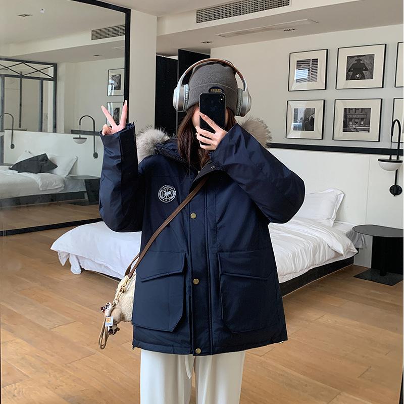 

Женская короткая стеганая одежда Новые зимние утолщенные теплые стеганые куртки XL темно-синий