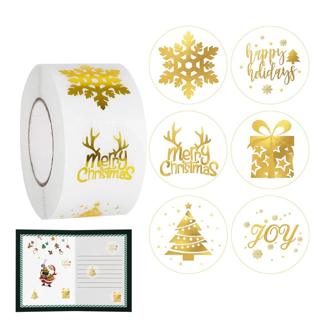 500Pcs Gold Snowflake Christmas Stickers Candy Bag Envelopes Sealing Label Christmas Gifts Box Decorations Sticker