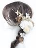 [Fait main par NANA] Accessoire pour cheveux: Hortensia, Gypsophile, Rose Solaire, Ruban Ficelle, Perle Japonaise, Mizuhiki, Feuille d'Or. Mignonne. Parfait pour
