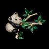 Rhinestone Cute Panda Brooch Creative Bamboo Animal Design Anti-scratch Jewelry for Women Jacket Backpack Travel Wear