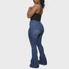 Women's High Waist Flared Denim Trousers - Large Sizes Available
