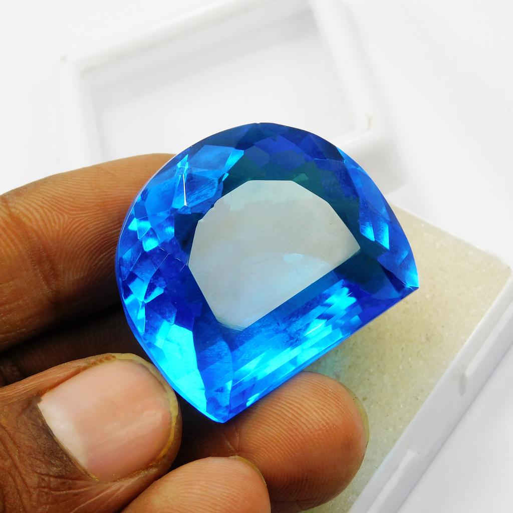 Lab-Created Blue Tanzanite Loose Gemstone Fancy Cut 94.70 Ct for Jewelry Making and Gem Collections