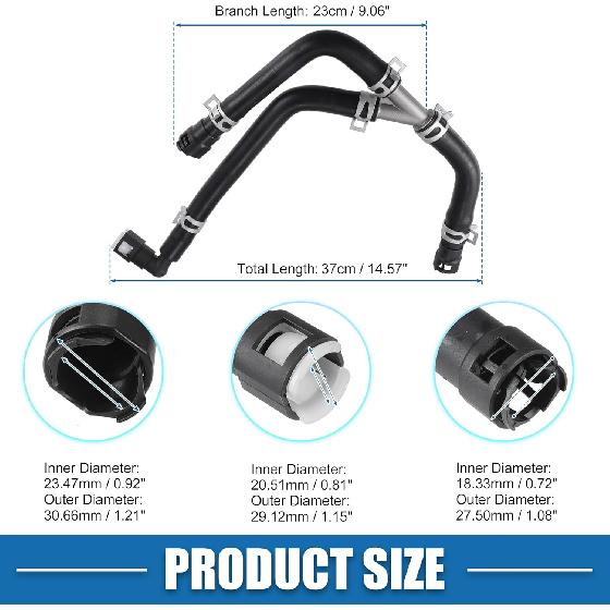 Engine Heater Hose Assembly No.BL1Z18472B HVAC Heater Outlet Pipe for Ford Expedition 2011-2014 Rubber Black