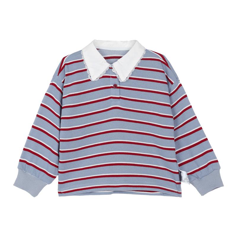 LUSON Girls' 2026 Spring Striped Sweatshirt & Skirt Set