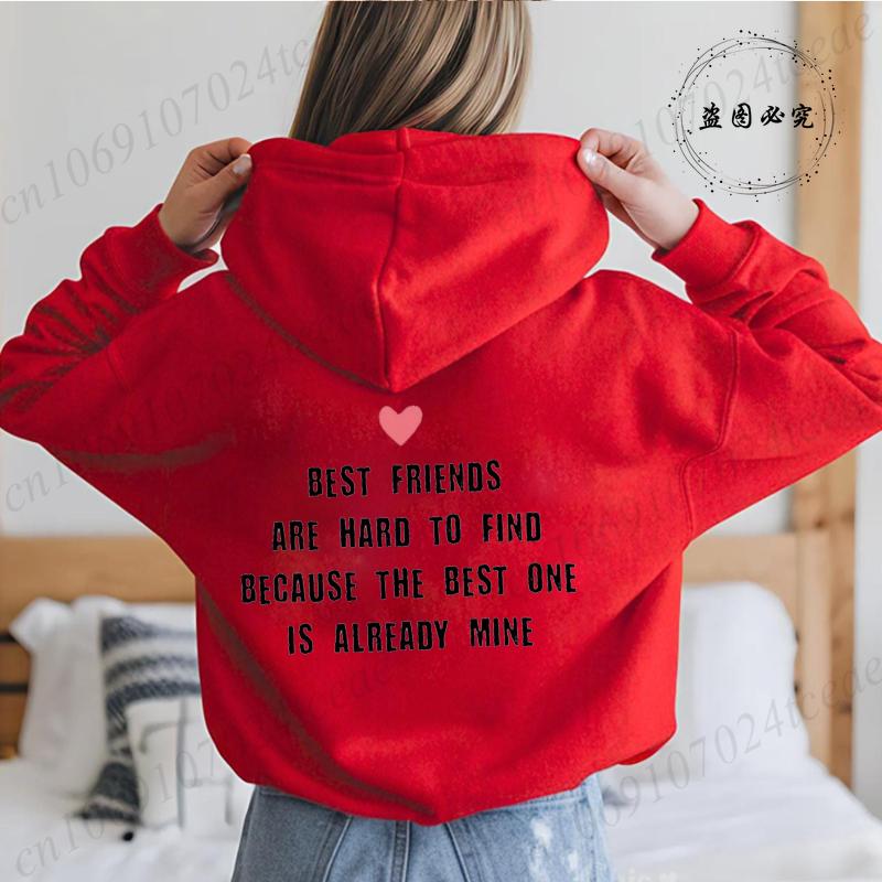 Beste Freunde Lustige Buchstaben Rückenaufdruck Damen Hoodies Lockeres Sweatshirt Sport Kapuzenjacke Täglich Grafik BFF Hoodies Tops