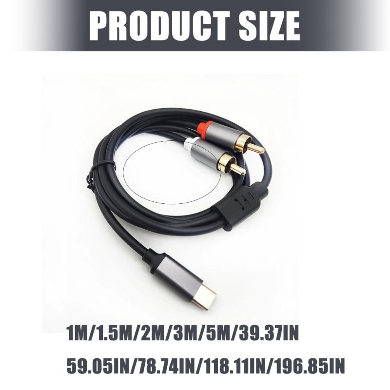 Type C To 2RCA Auditory Cable Clear Sound Wide Compatibility for Smartphones Tablets Laptops Connecting To Auditory
