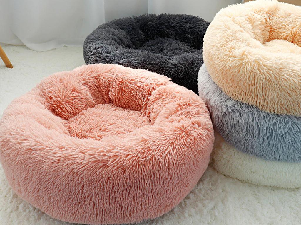 Fluffy Dog Bed Puppy Donut Mat for Cat Indoor Cats Anti-Slip Machine Washable Small Medium Multiple Sizes Colors Calming Pet Bed