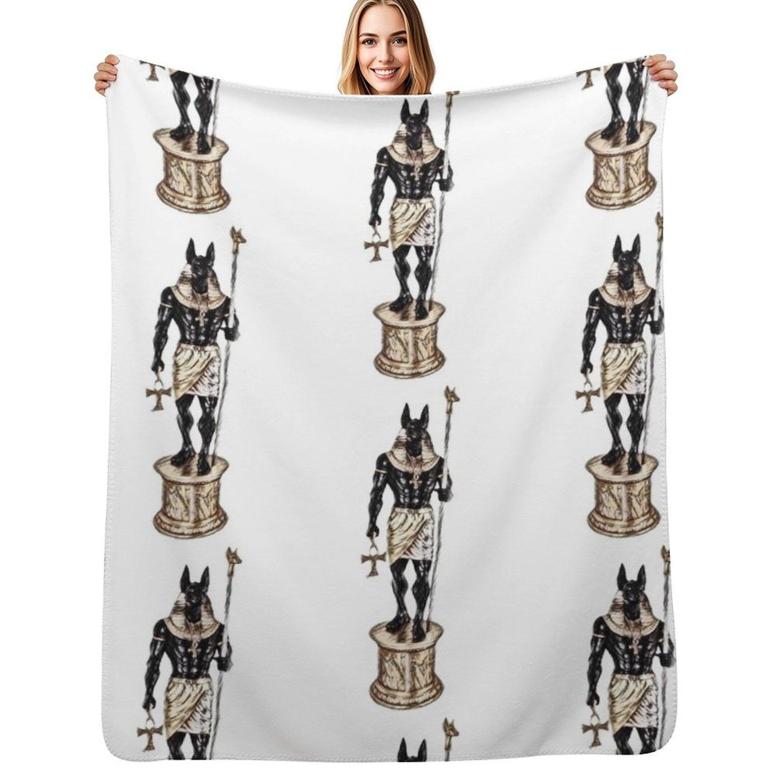 Anubis - The Egyptian Canine God Throw Blanket Stain Resistant Cozy Warm Blanket Size: 75*100cm, Weight: 230 GSM