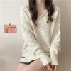 Autumn Winter V-neck Loose Casual Hole Sweater Women Solid Color Simple All-match Irregular Knitting Pullover Top