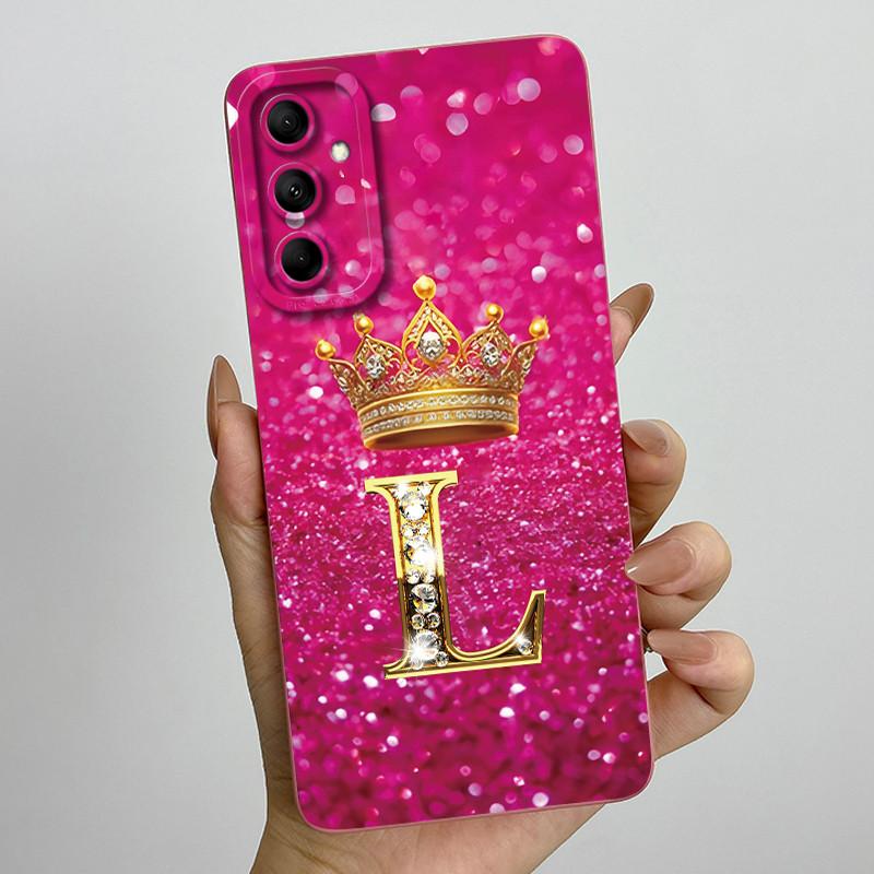

For Samsung Galaxy M14 M34 M54 Case Crown Letter Liquid Silicone Soft Phone Cases For Samsung M 14 5G Lens Protection Back Cover Samsung M34 5G