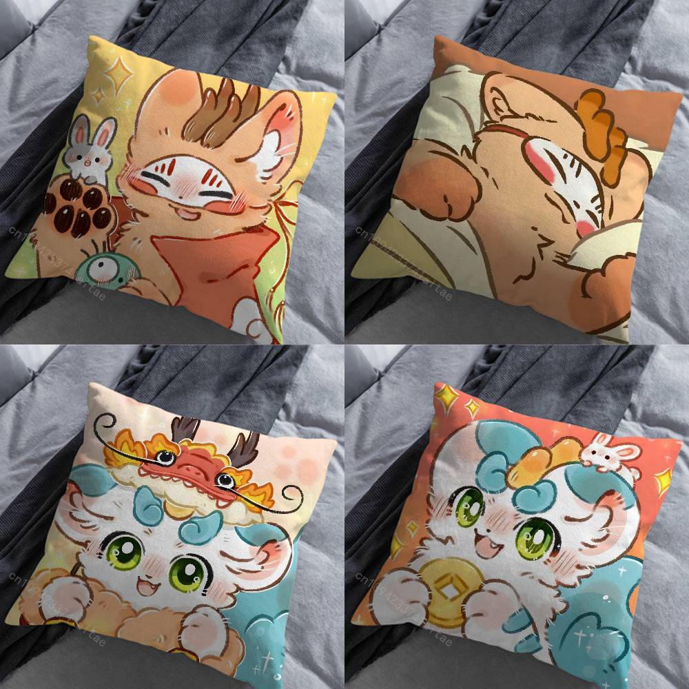 Furry Fabulous Beasts Throw Pillow Case Living Room Sofa Cushion Cover For Home Bedroom Decoration Protector