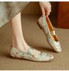 Fashion Luxury Chinese Style Embroidered Low Heels Shoes Silk Satin/Suede Square Head Slip-On Flat Mary Janes Shoe Ballet Zapatos Mujer