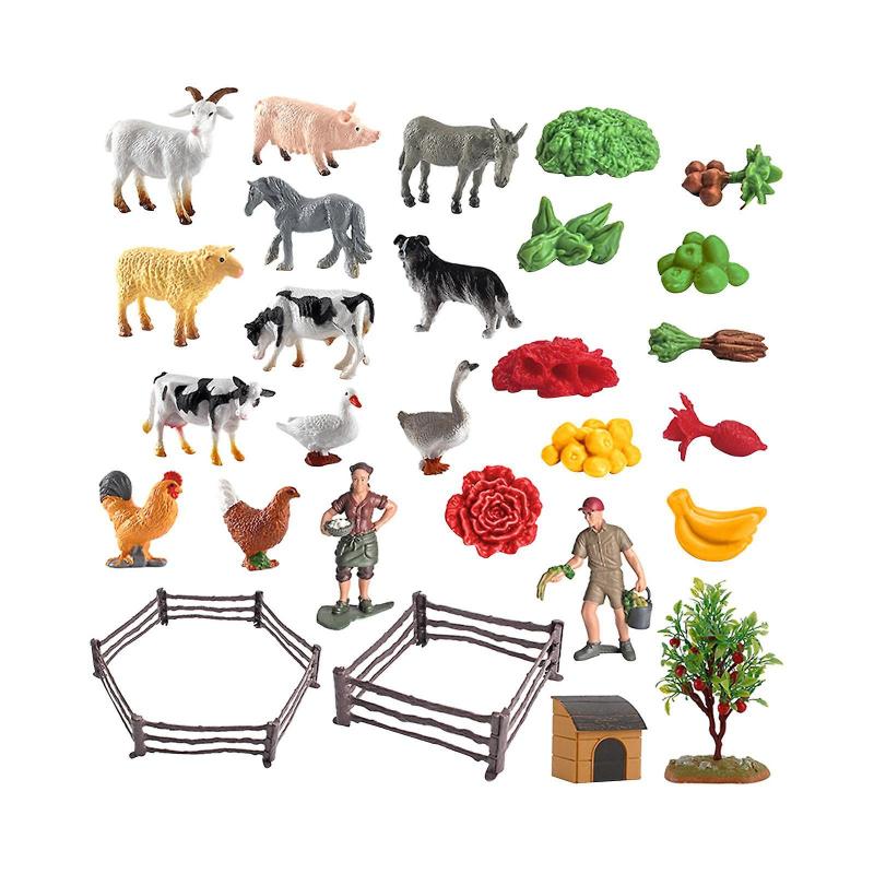 36Pcs Sand Table Farm Scene Playset Realistic DIY Toy for Fairy Garden