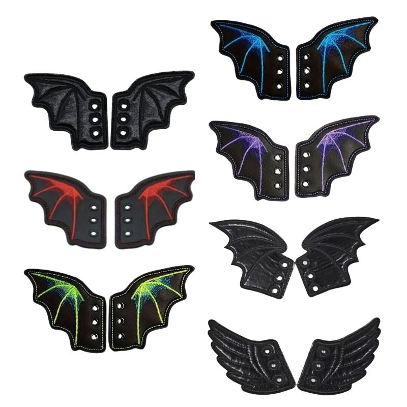 PU Leather Bat Wing Shoe Charm Halloween Footwear Decoration Accessories For Sneakers Boot Skateboard And Running Shoe