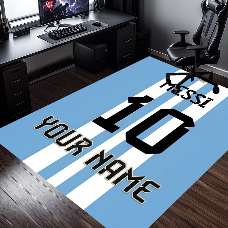 Custom Name Number 10 Football Rug - Decorative Non-slip Carpet With YourName For Bedroom Or Office Perfect Gift For Family And Friends
