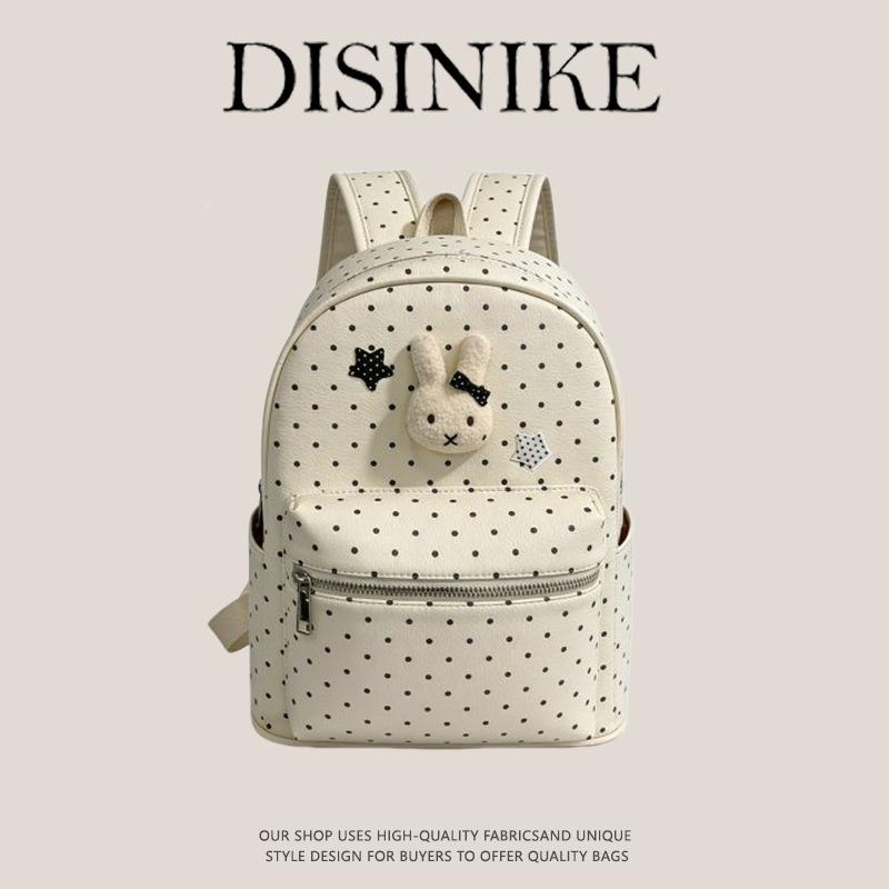 Schoolbag cute polka dots contrasting colors versatile stars rabbit large capacity convenient travel simple style student backpack