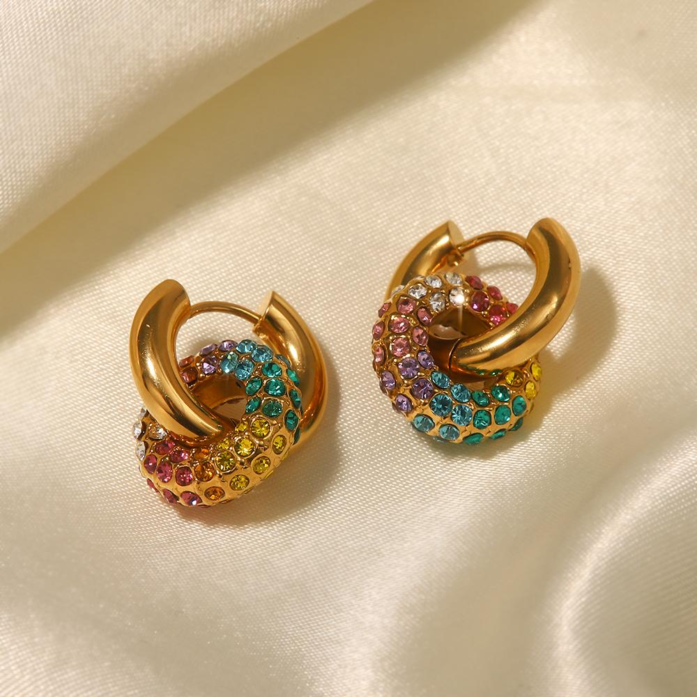 Youthway Exquisite Colorful Round Donut Earrings High Quality Gold Color Texture Stylish Jewelry Bijoux Femme New