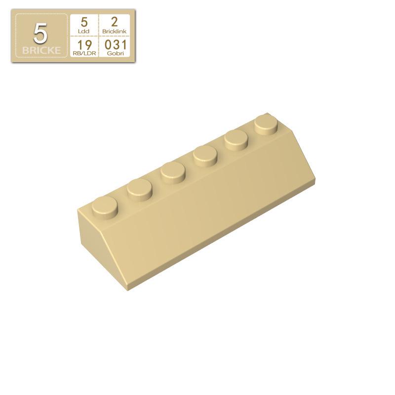 BRICKE 23949: 2x6 Slope Brick, Lego-Compatible, MOC DIY Building Accessory 50g (~17pcs) жёлтый/абрикосовый