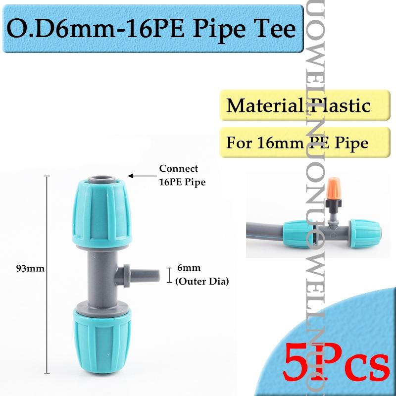 5pcs 16mm Garden Watering Hose Connectors Micro Irrigation PE Pipe Elbow Tee Straight Joints Agricultural Watering Kits Fittings