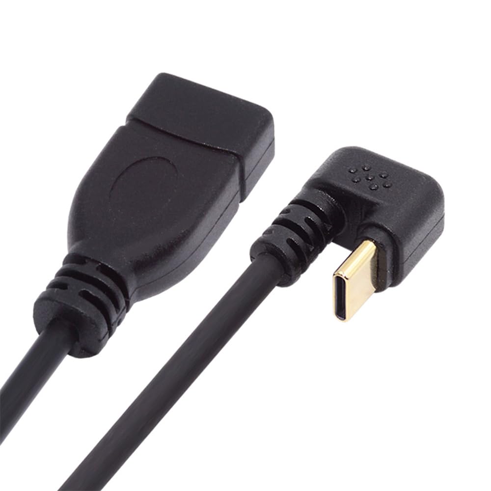 Cablecc 10Gbps USB Male To USB Female OTG Data Power Reverse Back Angle 30cm USB-C 3.1 Type-C 3.0-A U-Shaped Cable,