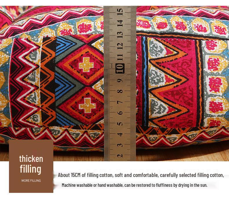 Colorful Bohemian-Style Cotton Linen Floor Cushion: Ethnic Meditation Seat Tatami Mat for B&B