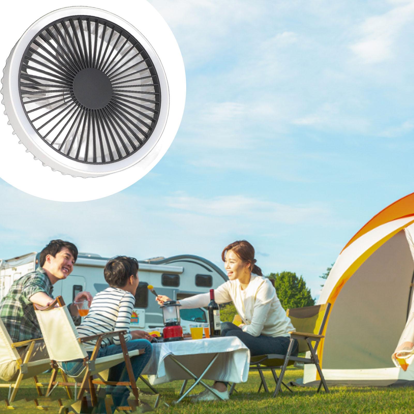 

Tripod Desk Fan with Light USB Rechargeable Battery Operated 3 Gear Portable Tent Hanging Fan for Indoor Outdoor Camping