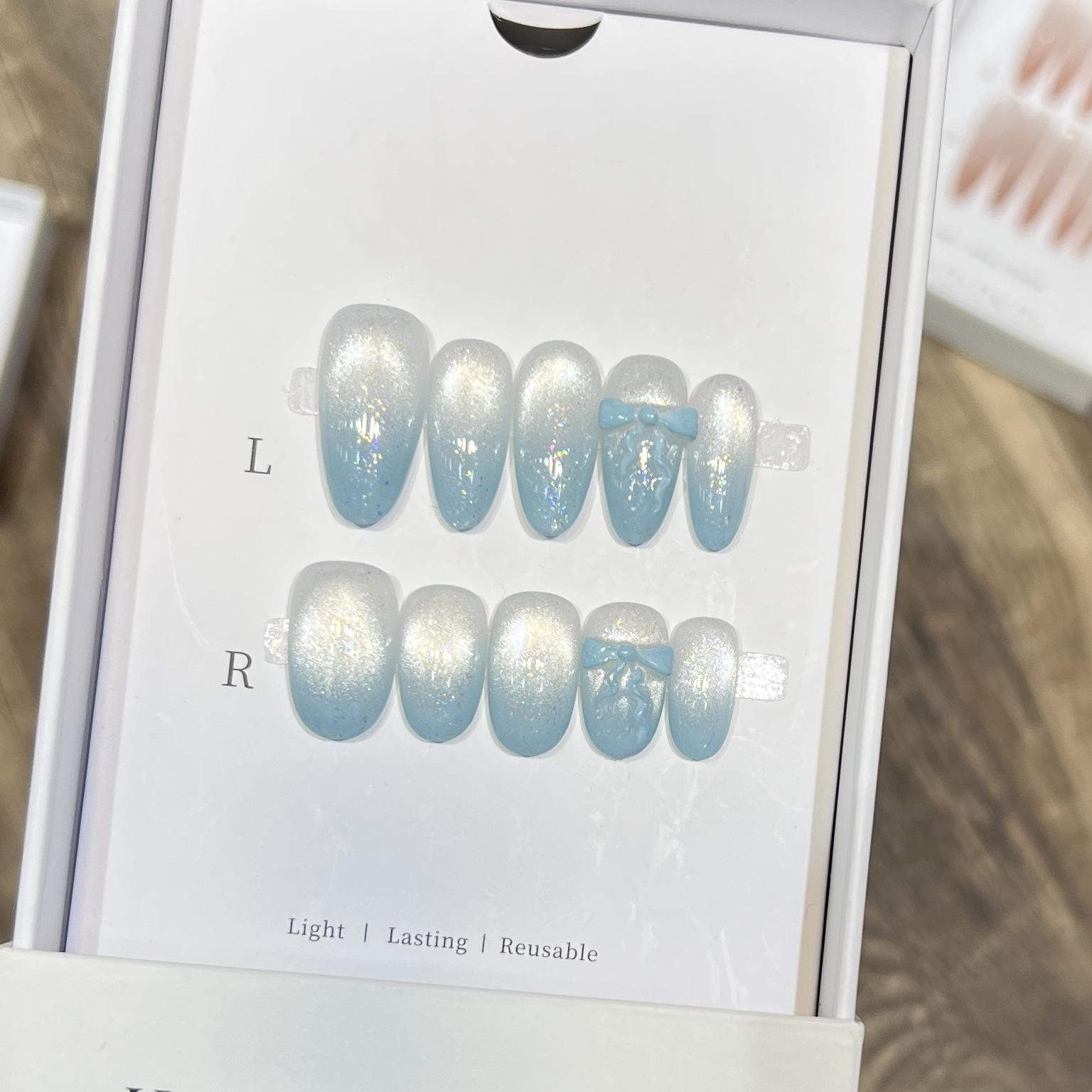 

Ручная работа Бронебойный и Летний Свежий Маникюр Милый Бантик Французский Повседневный Короткий Стиль Съемный large L