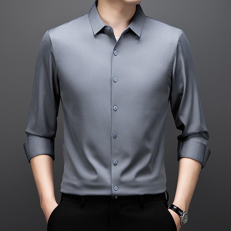 

Осенняя мужская белая бесшовная немнущаяся рубашка - Дышащая, приталенного кроя, в корейском стиле, бизнес-кэжуал 4XL