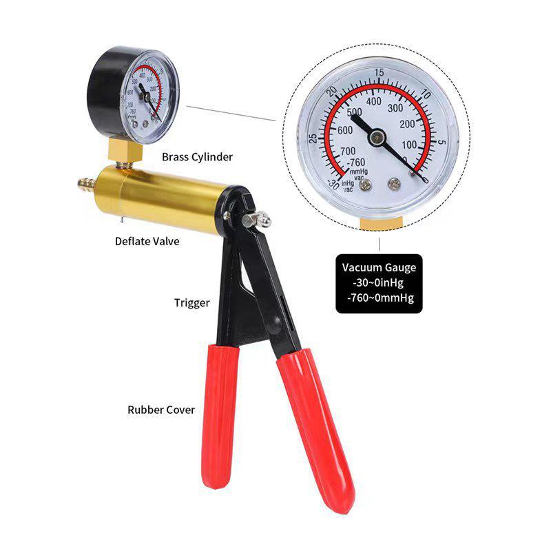 2 In 1 Manual Vacuum Pressure Pump Brake Fluid Drain Kit Vacuum Pistol Pump Tester Kit Portable Durable Vacuum Gauge