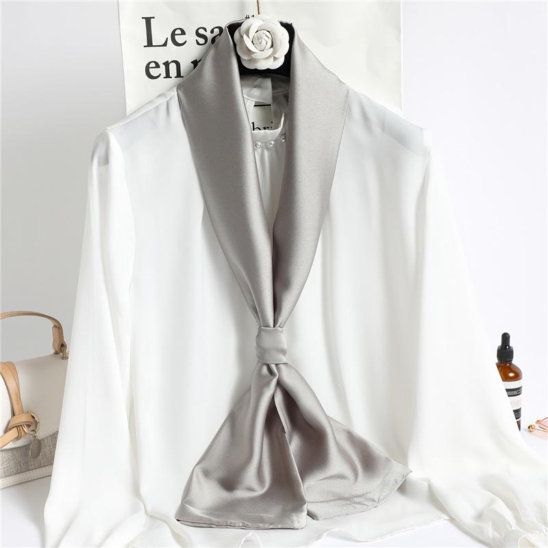Solid Color Neckerchief Long Hair Scarves Female Silk Satin Neck Scarf For Women 14*145CM Fashion Headbands Plain Bag Scarf 2023