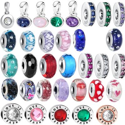 Authentic Copper Charm Bead Charms Colored Zircon Print Pendant Bead Charms Compatible With Bracelets Trinket Necklaces Ideal For Women Do It Yourself