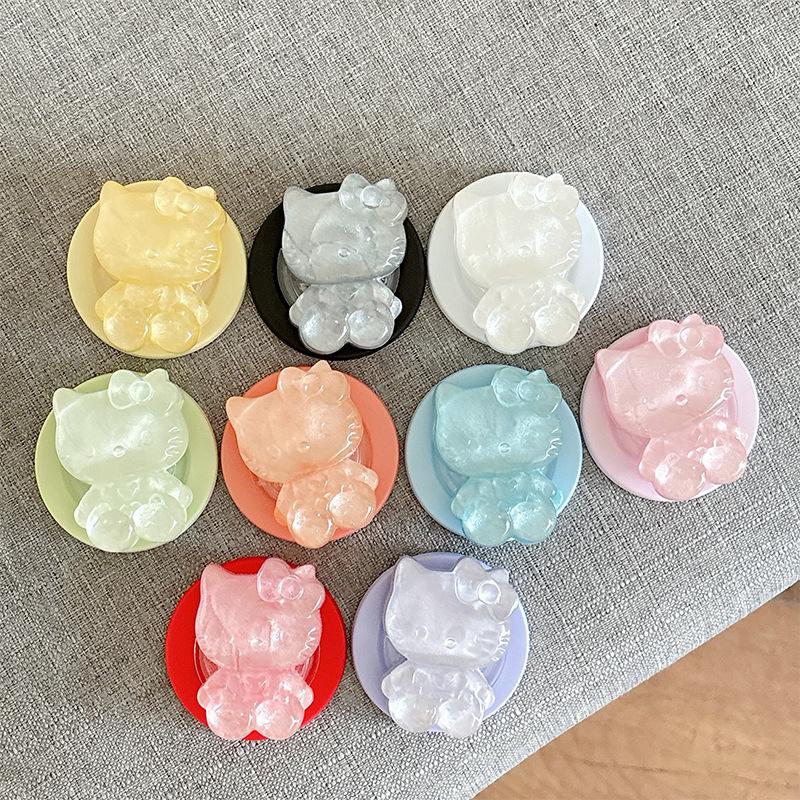 Solid Color Glitter Cartoon Kt Cat Mobile Phone Airbag Bracket Magnetic Attraction Suitable For Magsafe Telescopic Portable Desktop Watching Dramas
