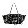 Punk Falten Knödel Achseltasche Mehrfach-Reißverschlusskopf Dekorative Damen-Schultertasche Babes Tragetasche