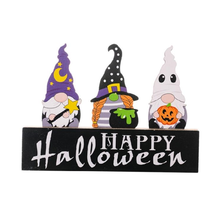 Halloween Gnomes Wooden Ornaments for Haunted House Halloween Party Decoration