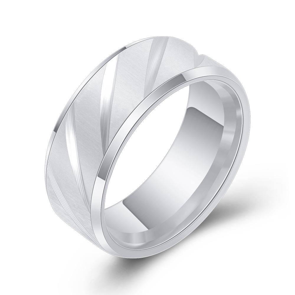 8MM Simple Inner Arc Double Beveled Engraved Matte Matching Rings for Couples