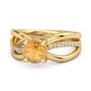 Citrine Crossover Pave Band Design Ring - 925 Sterling Silver Gold Vermeil
