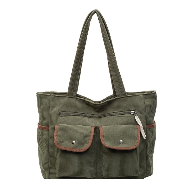 Multi-pocket Travel Hand-held Shoulder Bag with Contrasting Colors, Casual Commuting and Fashionable Tote Bag