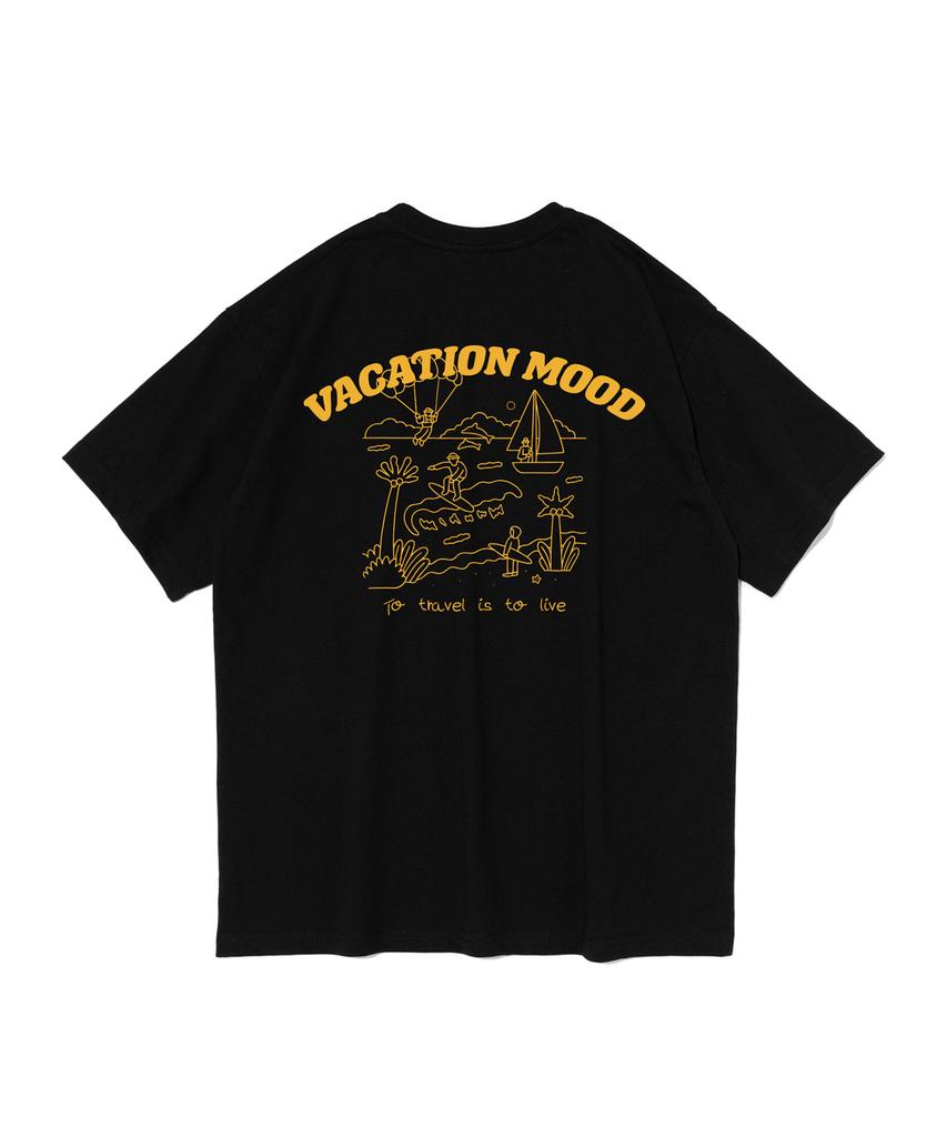 ANALOG MOOD Summer Vacation Mood Short Sleeve T-Shirt (Black)