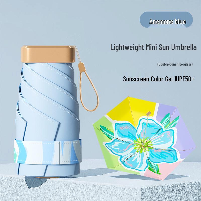 Women's Mini Anti-UV Sunshade Umbrella - Portable, Dual-Use for Sunny & Rainy Days
