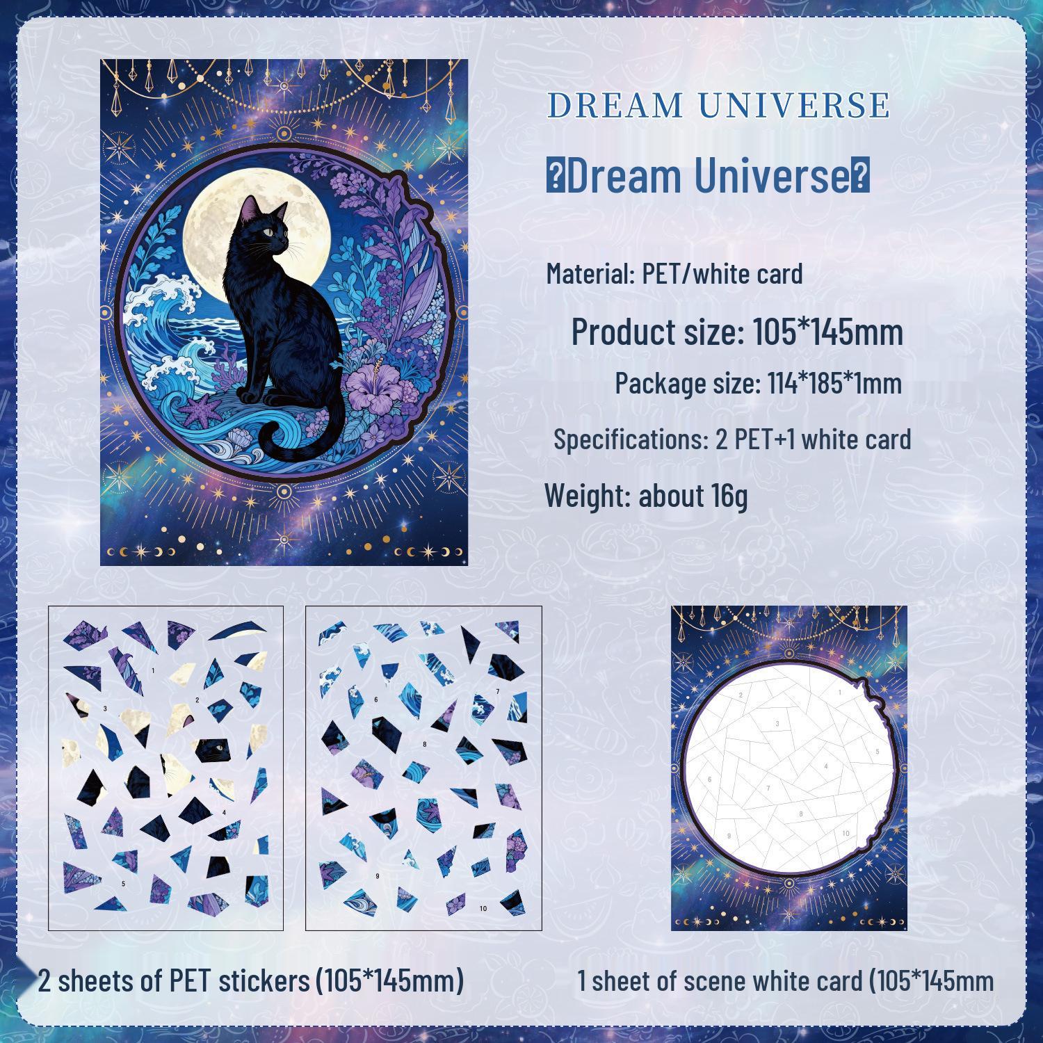 ZABC Star River Scenery Stickers: Broken Dreams Series (3 Sheets, PET White Card Background) for DIY Decoration